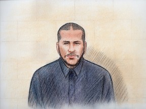 Courtroom sketch of Jesse Karam, accused of assaulting a Uber driver.(Laurie Foster-MacLeod/Special to the Ottawa Sun)
