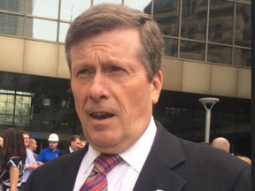 Mayor John Tory outside of City Hall on Thursday, June 25, 2015. (DON PEAT/Toronto Sun)