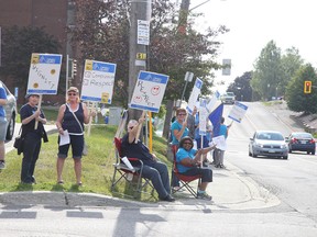 OPSEU Local 676 members and supporters held a rally in Sudbury on Wednesday. The staff at Community Living Greater Sudbury workers are protesting for better wages and rentnetion rates of workers. Gino Donato/Sudbury Star/Postmedia Network
