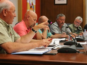 BRUCE BELL/THE INTELLIGENCER
Prince Edward County Coun. David Harrison makes a point during a special committee of the whole meeting at Shire Hall Thursday evening, called to hear proposals for the composition of the municipality’s council.