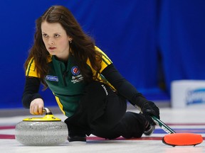 Northern Ontario skip Tracy Horgan delivers her shot in her game against Newfoundland and Labrador during the Scotties Tournament of Hearts in Moose Jaw, Sask. on Feb. 17. Todd Korol/Reuters