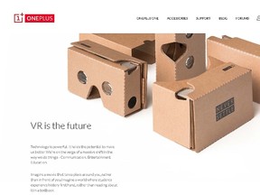 OnePlus Cardboard VR headset. (Website screenshot)