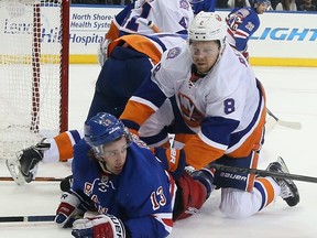 After selecting Connor McDavid first overall, the Edmonton Oilers then improved on the back end by acquiring young defenceman Griffin Reinhart from the New York Islanders for a pair of draft picks.  (Bruce Bennett/Getty Images/AFP)