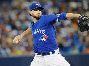 Toronto Blue Jays starting pitcher Drew Hutchison (36) pitches against Texas rangers in the first inning at Rogers Centre. (Peter Llewellyn-USA TODAY Sports)