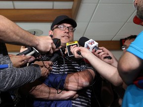 Oilers GM Peter Chiarelli speaks to local media before heading off to the NHL draft (Perry Mah, Edmonton Sun).