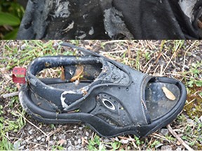 Gatineau police hope someone will recognize this jacket and sandal, as they try to identify a body found in the Ottawa River on May 31 at the Eddy St. hydro dam. (Submitted images, Gatineau Police)