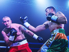 Belleville's Tim Cronin (right) in action last weekend in Ajax.