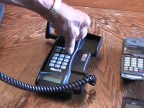 The first cellphone in Canada was purchased by Victor Surerus in 1985 for $2,700.  (Video screenshot)