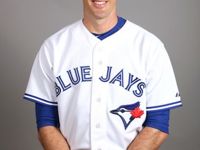 Bo Schultz of the Toronto Blue Jays poses during Photo Day on Feb. 28, 2015 at Florida Auto Exchange Stadium in Dunedin, Florida.  (ROBBIE ROGERS/MLB Photos via Getty Images)