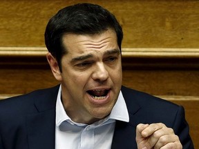 Greek Prime Minister Alexis Tsipras delivers a speech during a parliamentary session in Athens, Greece June 28, 2015.  REUTERS/Alkis Konstantinidis