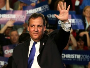 Republican U.S. presidential candidate and New Jersey Gov. Chris Christie acknowledges supporters as he formally announces his campaign for the 2016 Republican presidential nomination during a kickoff rally at Livingston High School in Livingston, N.J., on June 30, 2015. (REUTERS/Brendan McDermid)