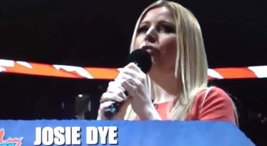 BUTCHER: Josie Dye. ANTHEM: O Canada. This is one bucket list item the country wishes she hadn't attempted. (YouTube)