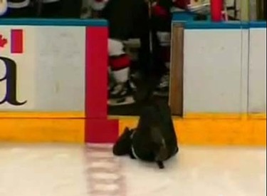 BUTCHER: Unknown woman. ANTHEM: The Star-Spangled Banner. An already humiliating moment (forgetting the words to an anthem in front of an arena full of hockey fans) is compounded by a slip and fall on the ice. It just keeps getting worse - and 
it was all caught on camera. (YouTube)