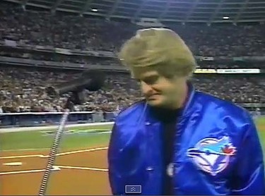 BUTCHER: Tom Cochrane. ANTHEM: O Canada. Cochrane embarrassed the nation when he messed up the words to his own anthem at the 1992 World Series, featuring the 
Atlanta Braves and the Toronto Blue Jays. It's not quite as bad as the honour guard accidentally flying the Canadian flag upside down before the game - but it was close. Go to the 13-minute mark. (YouTube)