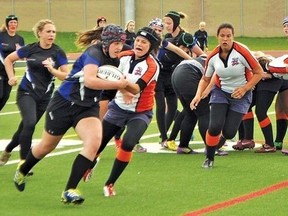 DeLeaka Menin, playing here for County Central High School a couple years ago, has made the Canadian women's rugby team competing in a tournament taking place in Alberta called the Super Series, which started last Saturday in Calgary. Vulcan Advocate file photo