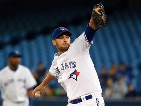 Blue Jays starting pitcher Marco Estrada delivers to home plate against the Red Sox during MLB action in Toronto on Tuesday, June 30, 2015. (Dan Hamilton/USA TODAY Sports)