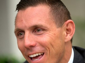 Patrick Brown, the Ontario Progressive Conservative leader, spoke to the Free Press after addressing the London Chamber of Commerce in London. (MIKE HENSEN, The London Free Press)