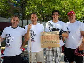Five Hole For Food, with founder Richard Loat (second from right) in Montreal. (Supplied)