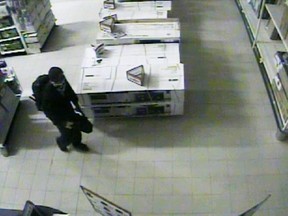 The suspect in the Canadian Tire break-in that spurred what was initially believed to be an armed stand-off on June 17, is seen here in an image taken from an in-store surveillance camera. Timmins Police announced Thursday they have made an arrest in connection with this incident.
