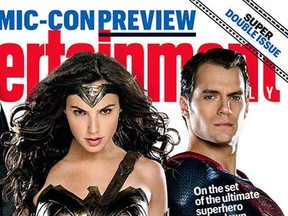 Ban Affleck (L), Gal Gadot (C), and Henry Cavill (R) as Batman, Wonder Woman, and Superman on the cover of Entertainment Weekly. 

(Entertainment Weekly)