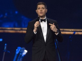 Michael Buble has told his fans that his infant son is out of the hospital after being burned by hot water. (Peter Kaminski/WENN.COM)