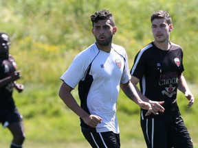 Forward Aly Hassan takes part in an intersquad game with his new club Ottawa Fury FC on Friday, June 26, 2015 after being acquired from the Fort Lauderdale Strikers. (Chris Hofley/Ottawa Sun)