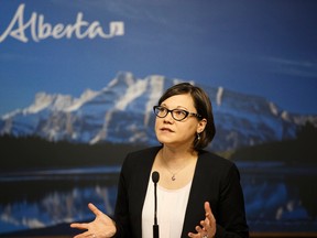 Shannon Phillips, minister of environment announces an update to Alberta’s carbon emissions’ regulations on June 25. Postmedia Network