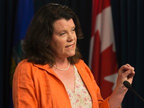 Lori Sigurdson, minister of Jobs, Skills, Training and Labour, announced that Alberta’s general minimum wage will increase by $1 per hour as of Oct. 1, 2015. Sigurdson said that by 2018, minimum wage will have reached $15 per hour. Postmedia Network