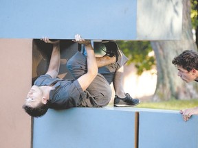 Toronto?s Brodie Stevenson and Zhenya Cerneacov of Throwdown Collective perform Saturday at Ivey Park at the Forks of the Thames for the 2015 Flux Dance Festival.