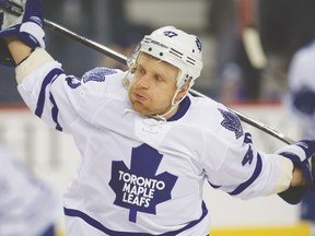 Though the Leafs are confident it won’t get that far, winger Leo Komarov could face jail time stemming from a traffic accident in 2014 in Finland. (AL CHAREST, Postmedia Network)