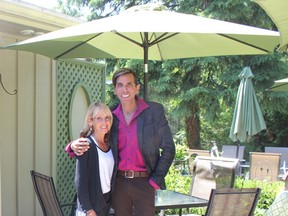 Manager, Cari LeClair and owner, Carlos Murguia on the expanded patio at DaVinci Ristorante & Art Gallery on Bayfield’s Main Street. A DaVinci gourmet pizza, café and art gallery add to the atmosphere. (Laura Broadley/Clinton News Record)