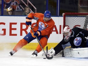 Darnell Nurse goes through drills on the 4th day of Edmonton Oilers Prospect camp at Rexall Place in Edmonton, Alberta on Saturday, July 4 2015.  Perry Mah/Edmonton Sun/Postmedia Network