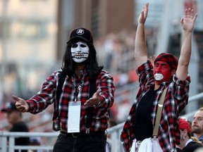 The Ottawa RedBlack's fans during the Redblacks home opener against the BC Lions at TD Place in Ottawa Ont. Saturday July 4, 2015. Tony Caldwell/Ottawa Sun/Postmedia Network
