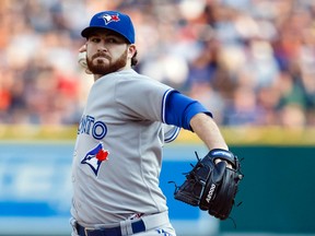 Toronto Blue Jays starter Drew Hutchison pitches in the first inning against the Detroit Tigers at Comerica Park in Detroit on July 3, 2015.
(RICK OSENTOSKI/USA TODAY Sports)