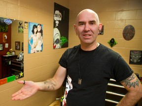 Will Graham, owner of the Neon Crab tattoo parlour in London, says it?s good news that the Middlesex London Health Unit is putting the results of its inspections of tattoo parlours online. (MIKE HENSEN, The London Free Press)