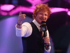 Ed Sheeran is pictured hosting the Much Music Video Awards  in Toronto on June 16, 2015. (Dave Abel/Postmedia Network)