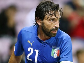 Italy's Andrea Pirlo during the international friendly soccer match against Portugal at the Stade de Geneve in Geneva, Switzerland June 16, 2015. REUTERS/Pierre Albouy
