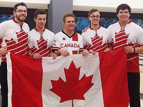 Deseronto bowler Josh Brant-Parkin (far right) recently competed for Junior Team Canada in Panama City. (Submitted photo)