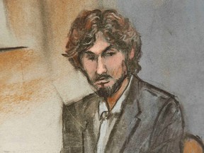 A courtroom sketch shows Boston Marathon bomber Dzhokhar Tsarnaev during his sentencing in Boston, Massachusetts June 24, 2015.

REUTERS/Jane Flavell Collins