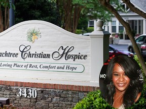 A view of the sign at the Peachtree Christian Hospice on June 25, 2015 in Duluth, Georgia. Bobbi Kristina was hospitalized in January after being found unconscious and unresponsive in the bathtub at her Atlanta home.  (Marcus Ingram/AFP)
