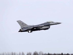 An F-16 fighter jet. 

REUTERS/Ints Kalnins