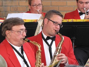 The Chatham Concert Band has kicked off another season of free concerts in Tecumseh Park. Pictured at the front are John Badyluk and Jordan Matteis during the opening night on June 24.