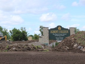 SAMANTHA REED/FOR THE INTELLIGENCER
Albert College has been under construction since the middle of June. School officials say the construction is to rebuild the field in front of the school with a drainage and irrigation system.