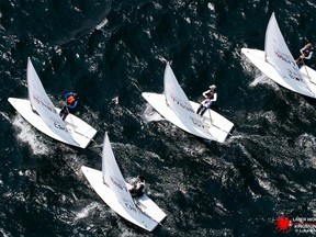 Three races were held in the Gold Fleet at the Laser World championship in Kingston on Tuesday. The championship concludes Wednesday. (SailingShot)