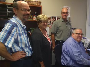 Pictured from left - Andy Kroeker, executive director West Elgin Community Health Centre; Bonnie Rowe, chairwoman West Elgin Heritage Homes; MP Joe Preston; Coun. Mike Hentz, Dutton-Dunwich.