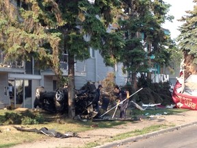 The scene of a fatal crash on Whyte Avenue near 99 Street, July 8, 2015. (DAVID BLOOM PHOTO)
