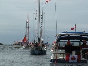 The Goderich Yacht Club held a sail pass and boat parade on Canada Day. Twenty-seven boats participated all decked out in patriotic colours. Co-organizer Dale Dolson said the boating industry has a great economic spin-off for communities such as Goderich. (Contributed photos)