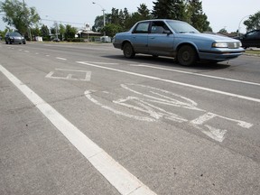 The bike lane along 40 Avenue near 112A Street is seen in Edmonton, Alta., on Wednesday July 8, 2015. The bike lane was later removed. (Ian Kucerak file)