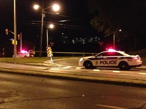 Ottawa Police close off part of Riverside Dr. after an 18-year-old was struck and killed by an SUV on Wednesday. MICHAEL SUTHERLAND-SHAW/OTTAWA SUN