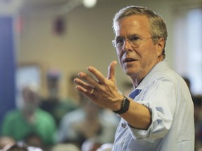 Republican presidential candidate Jeb Bush answers a question from the audience during a town hall campaign stop at the VFW Post in Hudson, New Hampshire, on July 8, 2015. (REUTERS/Brian Snyder)